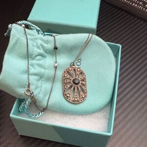T&CO Pearl And Black Onyx Daisy Ziegfeld Pendant Necklace